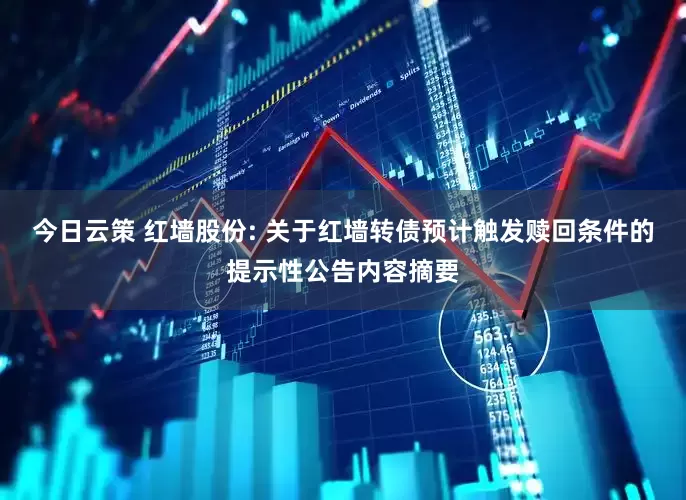 今日云策 红墙股份: 关于红墙转债预计触发赎回条件的提示性公告内容摘要