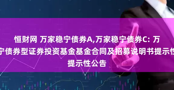 恒财网 万家稳宁债券A,万家稳宁债券C: 万家稳宁债券型证券投资基金基金合同及招募说明书提示性公告
